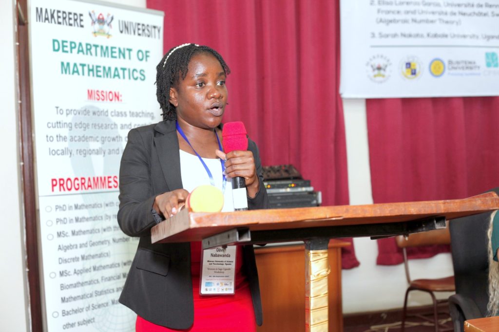 One of the Conveners, Dr. Olivia Nabawanda of Mbarara University of Science and Technology addresses participants addresses participants. College of Engineering, Design, Art and Technology (CEDAT), Conference Hall, Makerere University, Kampala Uganda, East Africa.