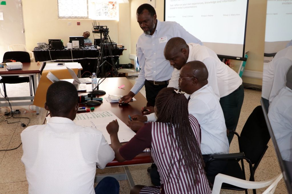 Participants engage in group work. Centre for Biosecurity and Global Health, College of Veterinary Medicine, Animal Resources and Biosecurity (CoVAB), Makerere University, Kampala Uganda. East Africa.