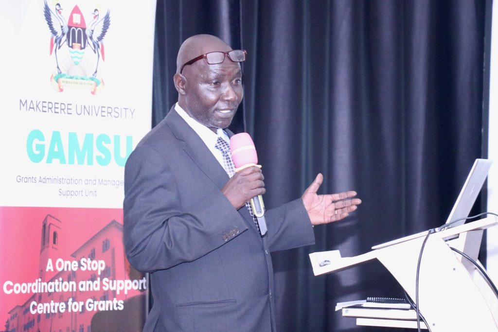 Mr. Patrick Okonyet, Manager Internal Audit discussing audit policies for effective grants management at Makerere. Mr. Patrick Okonyet, Manager Internal Audit discussing audit policies for effective grants management at Makerere. 14th September 2023, The Conference Hall, School of Food Technology, Nutrition and Bioengineering, College of Agricultural and Environmental Sciences (CAES), Makerere University, Kampala Uganda, East Africa.