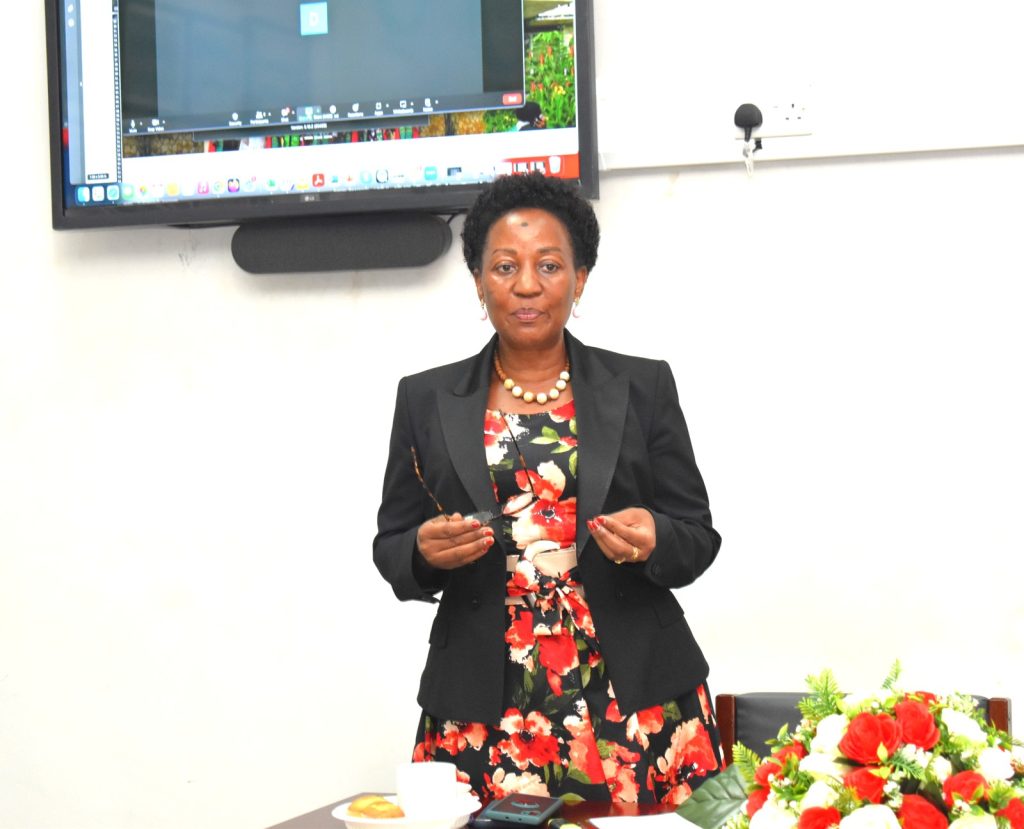 CAES Principal, Prof. Gorettie Nabanoga addressing staff and students on the System. Makerere University, Kampala Uganda, East Africa.