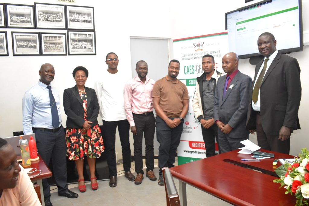 The DICTS team that developed the System with the CAES and University Administrators after the launch. CAES Conference Hall, Makerere University, Kampala Uganda, East Africa.