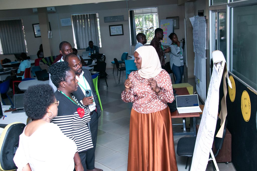 Martha Lyaka, a Library Assistant at Makerere University an APAS trainee presenting during workshop. Makerere University School of Public Health, Plot 28 House 30, Upper Kololo Terrace, Kampala Uganda, East Africa.  