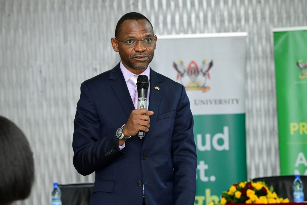 Prof. Umar Kakumba addresses the Deans Forum that deliberated on enhancement of safeguarding at Makerere University and the Draft Career Guidance and Mentorship Policy. Hotel Africana, Kampala Uganda, East Africa.