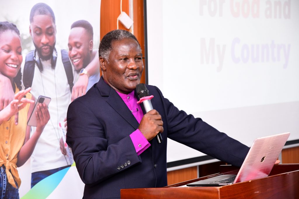 Bishop Joshua Lwere addresses facilitates a session on Day One of the Emerging Leaders Program Orientation Workshop on 19th October 2023. Esella Country Hotel, Kiira, Uganda, East Africa.