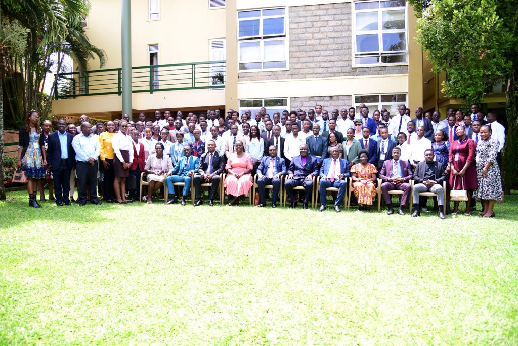 Participants pose for a group photo on Day one of the Emerging Leaders Program Orientation Workshop on 19th October 2023. Esella Country Hotel, Kiira Uganda, East Africa.