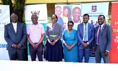 The Chairperson, Makerere University Council-Mrs. Lorna Magara (3rd Left) with Left to Right: Bishop Joshua Lwere, DVCFA-Prof. Henry Alinaitwe, Editor-in-Chief Vision Group-Ms. Barbara Kaija, 89th Guild Speaker-Mr. Babinga Gozan Wilson and LIFE Ministry Uganda's Mr. Elon Katweheyo after the Emerging Leaders Program Press Conference on 21st October 2023. Esella Country Hotel, Kiira, Uganda, East Africa.