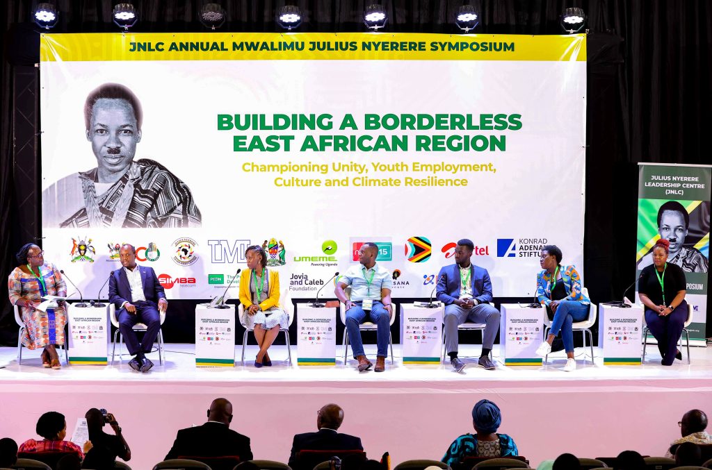 Prof. Josephine Ahikire (Left) with panelists during the session. Yusuf Lule Central Teaching Facility Auditorium, Makerere University, Kampala Uganda.