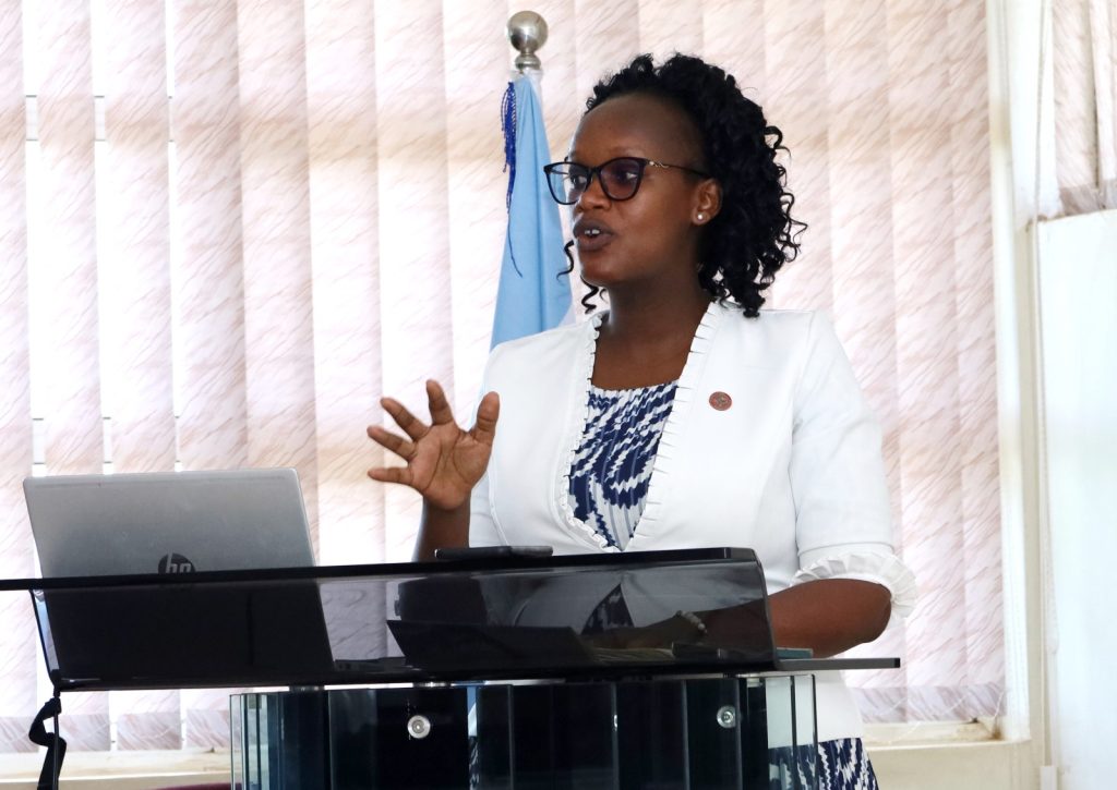 Mak-RIF Engagement Officer Grace Ruto Cherotich making her remarks. College of Computing and Information Sciences (CoCIS), Makerere University. Kampala Uganda, East Africa. 