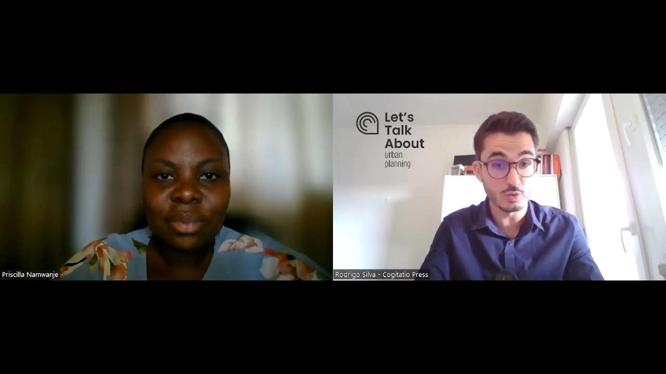 A screenshot of the Researcher, Priscilla Namwanje (Left) and Interviewer, Rodrigo Silva (Right) during the interview. Photo: YouTube/Cogitatio Press.