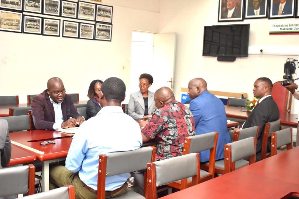 The incoming Head, Dr Bernard Obaa (L) delivering his remarks. 13th November 2023, Conference Room, CAES, Makerere University, Kampala Uganda, East Africa.