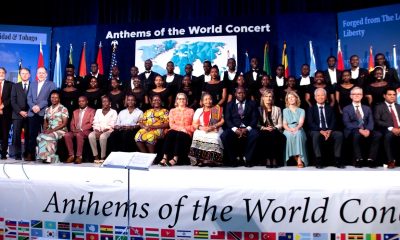 UN Diplomats, Ambassadors, Makerere University and the Makorale Choir pose for a group photo. Anthems of the World Concert, 31st October 2023, Yusuf Lule Central Teaching Facility Auditorium, Makerere University, Kampala Uganda, East Africa.
