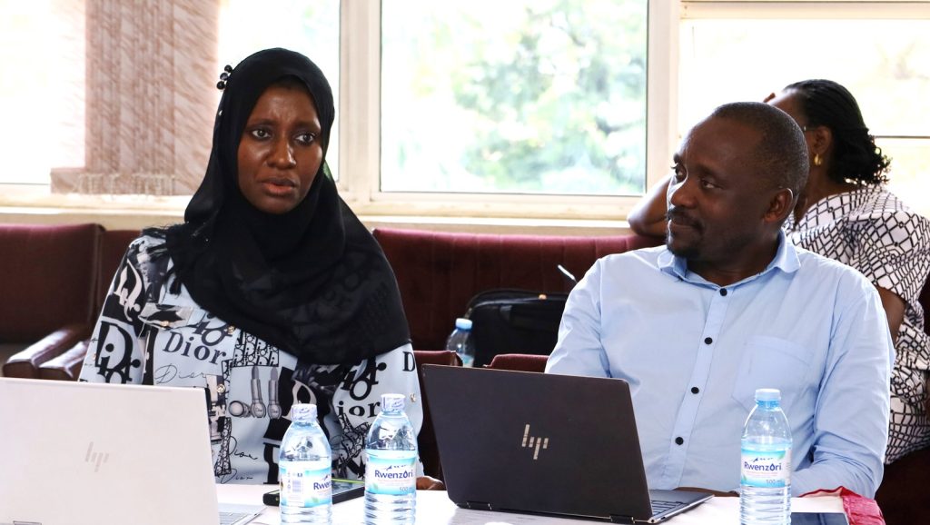 PI Dr. Hasifa Namatovu (Left) and a colleague attending the training. Accountability Protocols Training, 23rd November 2023, Conference Room, Level 4, Block A, CoCIS, Makerere University, Kampala Uganda, East Africa.