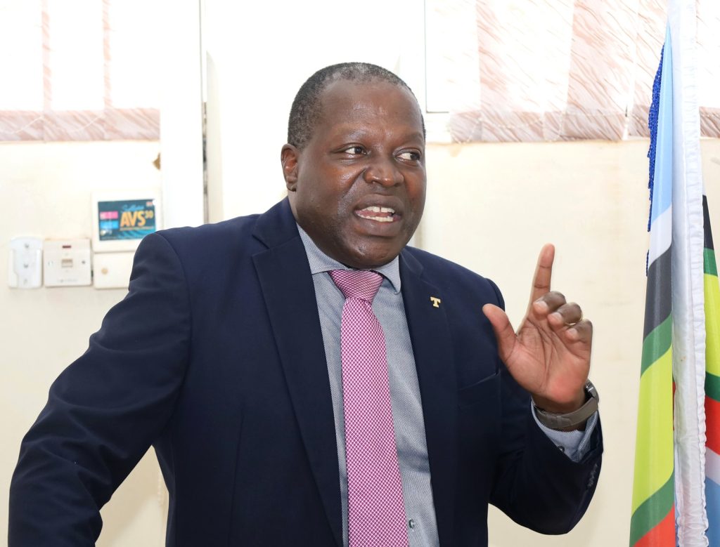 Prof. Tonny Oyana speaking during the opening session. Accountability Protocols Training, 23rd November 2023, Conference Room, Level 4, Block A, CoCIS, Makerere University, Kampala Uganda, East Africa.