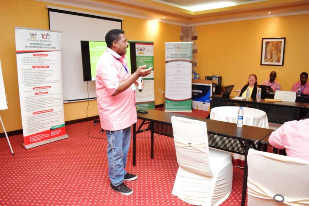 Dr. Henry Bulley trained participants on Landscape Analysis. Makerere University Summer School on Ecological Governance for Socioecological Systems for Sub-Saharan Africa, 18th-27th July 2023, Royal Suites Hotel, Bugolobi, Kampala, Uganda, East Africa.