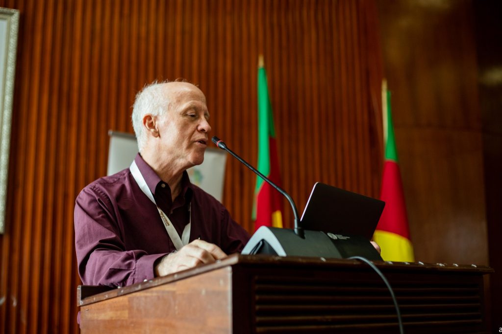 Prof. James Hansen a Senior Research Scientist at IRI underscored Africa's need for climate information services. 19th RUFORUM AGM, Theme: “Transforming Higher Education to Sustainably Feed and Create Prosperity for Africa”, 28th October-2nd November 2023 “Accelerating and Scaling-Up Africa’s Climate Change Adaptation and Mitigation Actions: Experiences and Lessons” side-event 1st November 2023 at Palais de Congrès, Yaoundé, Cameroon, Africa.