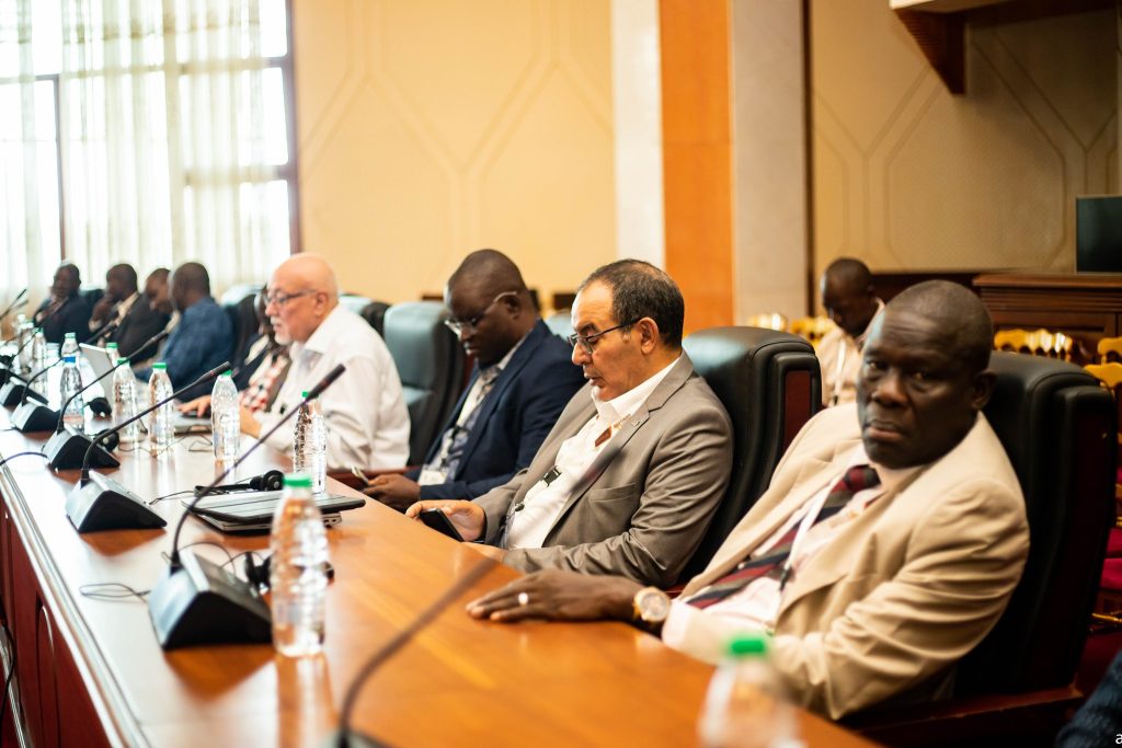 Prof. Openjuru L. George, the Vice-Chancellor of Gulu University (Right) with some of the Vice Chancellors that attended the 2023 Forum. 19th RUFORUM AGM, Theme: “Transforming Higher Education to Sustainably Feed and Create Prosperity for Africa”, 28th October-2nd November 2023 Vice Chancellors' Forum side-event, Palais de Congrès, Yaoundé, Cameroon, Africa.