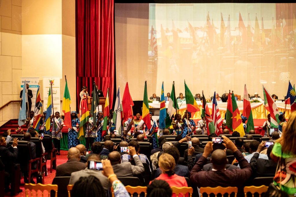 Colorful moment when flags of RUFORUM member states were displayed at 19th RUFORUM Annual General Meeting in Yaoundé, Cameroon.