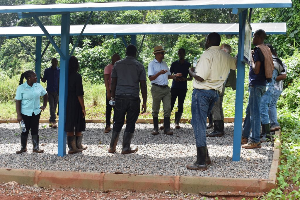 The team at the solar irrigation facility at MUARIK. Africa Soybean Breeders Meeting, 28th November to 1st December 2023, Makerere University, MUARIK, Kampala Uganda, East Africa.