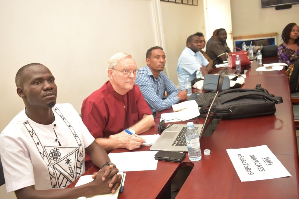 Participants following the proceedings. Africa Soybean Breeders Meeting, 28th November to 1st December 2023, Makerere University, MUARIK, Kampala Uganda, East Africa.