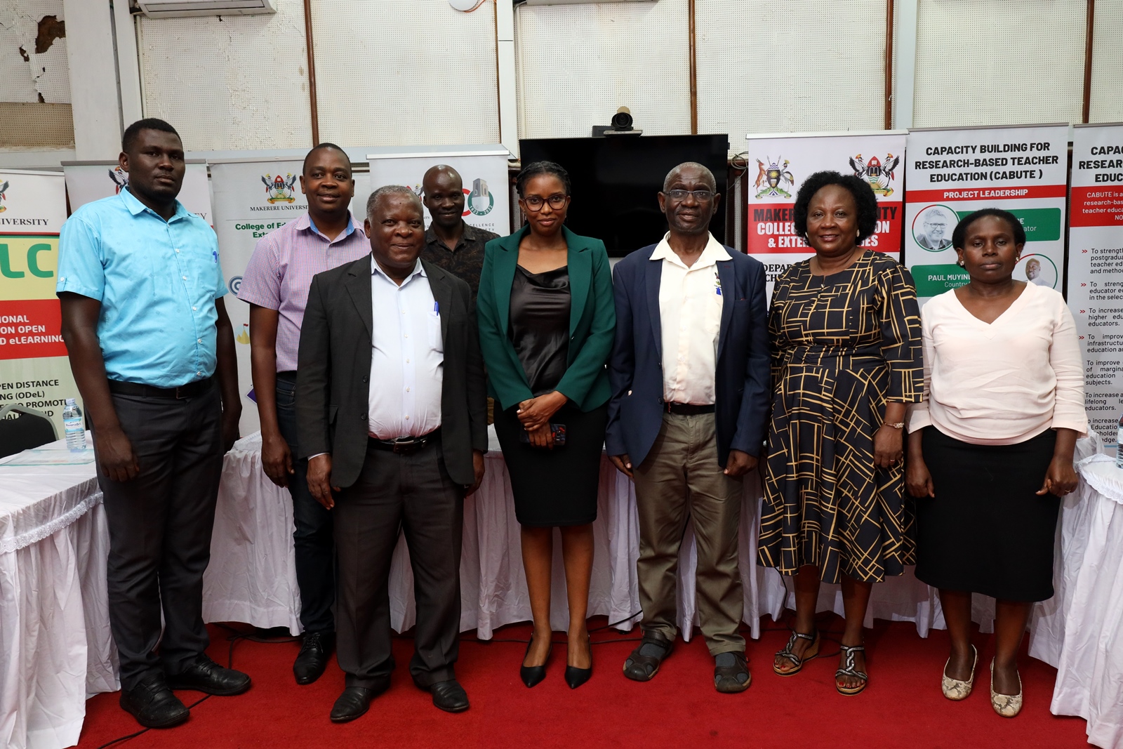 The quartet of scholars; Dr Henry Busulwa, Dr Harriet Nabushawo, Dr John Ssentongo, and Dr Allen Nalugwa with members of the research team that translated two resource books into Luganda and Lumasaaba languages pose for a group photo after the dissemination. December 2023, AVU Conference Room, Makerere University, Kampala Uganda, East Africa.