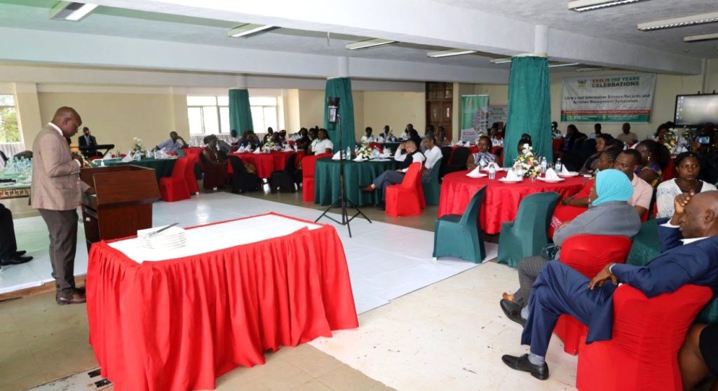 Prof. Edward Bbaale speaking during the closing ceremony. EASLIS@60 Luncheon, 10th November 2023, Big Lab 2, Block B, College of Computing and Information Sciences (CoCIS), Makerere University, Kampala Uganda, East Africa.