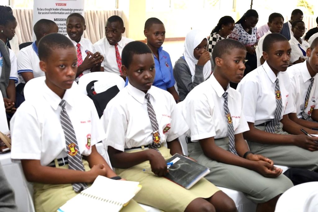 Some of the secondary school students attending the quiz on day 1. EASLIS@60 Conference, 8th-10th November 2023, Big Lab 2, Block B, College of Computing and Information Sciences (CoCIS), Makerere University, Kampala Uganda, East Africa.