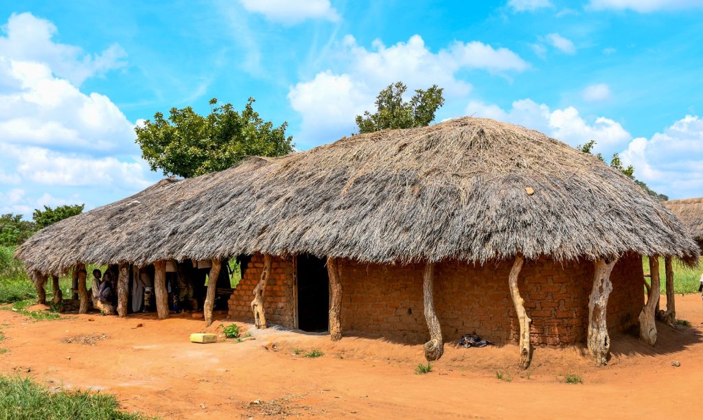 The old grass thatched structure that the pupils were using as their classroom block. Makerere University Mastercard Foundation Scholars and Alumni Annual Day of Community Service (Giveback), 2nd December 2023, Achukudu Community Primary School, Napak District, Karamoja, Uganda, East Africa.