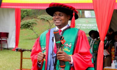 Dr. Nicholus Nanyeenya shortly after being conferred upon his PhD on 29th January 2024. 74th Graduation Ceremony, Day 1, 29th January 2024, School of Public Health, College of Health Sciences (CHS), Freedom Square, Makerere University, Kampala Uganda, East Africa.