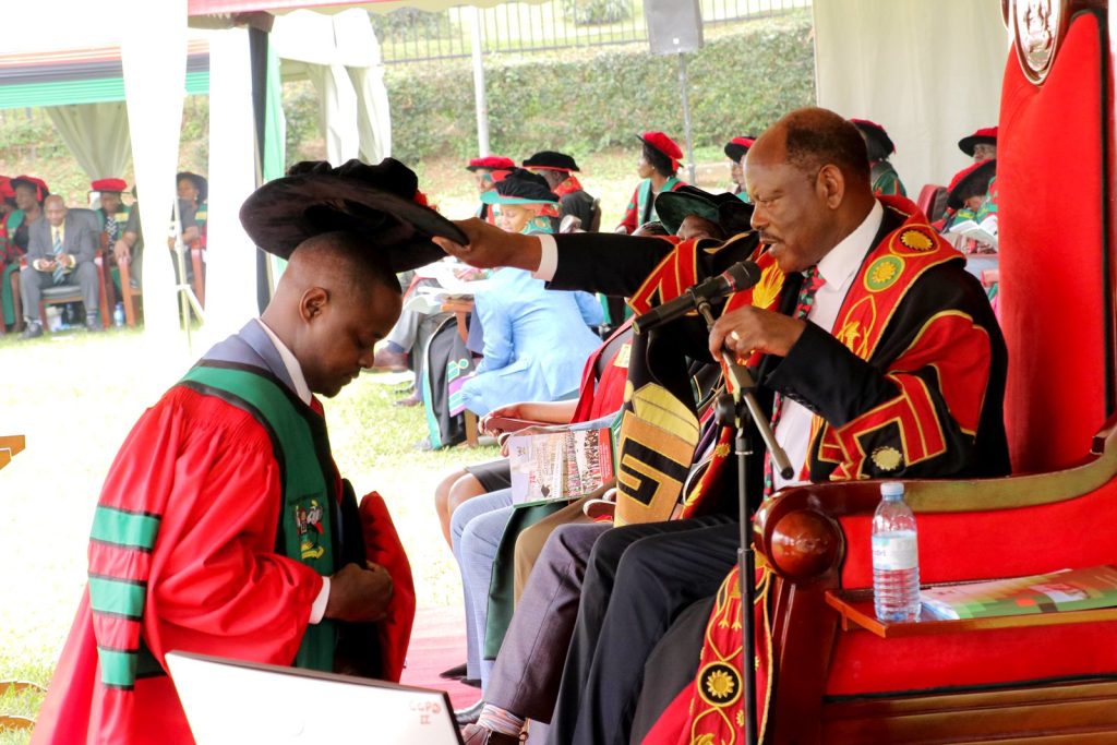 "By virtue of the authority entrusted in me, I confer up on you a degree of Doctor of Philosophy of Makerere University," these were exactly the words by the Chancellor as he conferred a PhD to Dr. Nicholas Nanyeeya. 74th Graduation Ceremony, Day 1, 29th January 2024, School of Public Health, College of Health Sciences (CHS), Freedom Square, Makerere University, Kampala Uganda, East Africa.