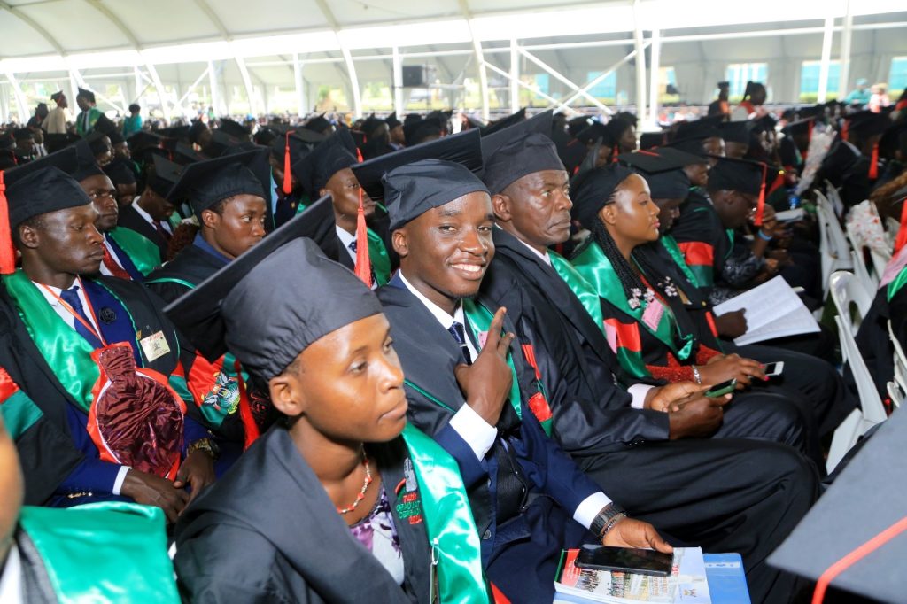 Some of the Bachelors graduates from CAES at the 74th graduation ceremony. 74th Graduation Ceremony, Day 2, 30th January 2024, Collge of Agricultural and Environmental Sciences (CAES), Freedom Square, Makerere University, Kampala Uganda, East Africa.