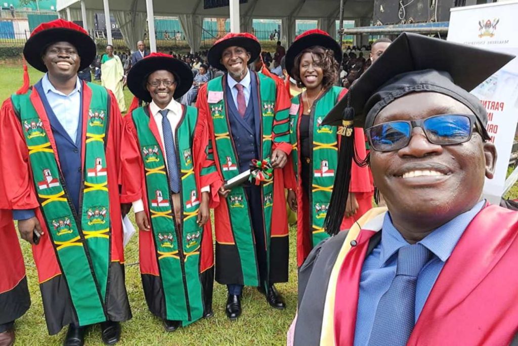 CAES faculty cheering on the PhD graduates during the 74th graduation ceremony. 74th Graduation Ceremony, Day 2, 30th January 2024, Collge of Agricultural and Environmental Sciences (CAES), Freedom Square, Makerere University, Kampala Uganda, East Africa.