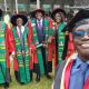 CAES faculty cheering on the PhD graduates during the 74th graduation ceremony. 74th Graduation Ceremony, Day 2, 30th January 2024, Collge of Agricultural and Environmental Sciences (CAES), Freedom Square, Makerere University, Kampala Uganda, East Africa.