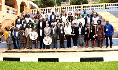 The Project team with Makerere University Deputy Vice Chancellor in charge of Academic Affairs, Prof. Umar Kakumba during the workshop at Hotel Africana in Kampala. FoodLAND Project 4th Annual Meeting, 18th-20th January 2024, Hotel Africana, Kampala Uganda, East Africa.