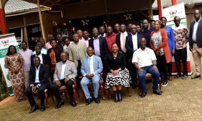 The Vice Chancellor, Prof. Barnabas Nawangwe (Seated Centre), and the Principal of CAES, Prof. Gorettie Nabanoga (Seated 2nd R) with CAES leaders, programme coordinators, and representatives from partner institutions at the retreat at Kalanoga Resort on 11th January 2024. Kampala, Uganda, East Africa.