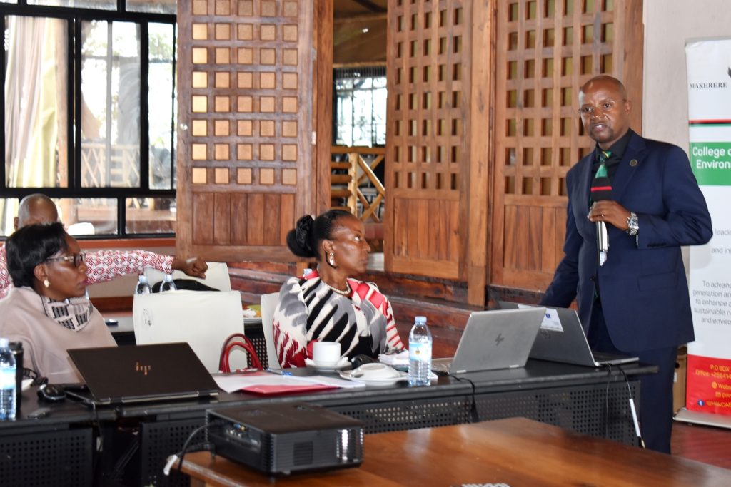 The Director DRGT, Prof. Edward Bbaale shared insights into opportunities for impactful research by staff and students. Makerere University CAES Management Retreat, Kalanoga Resort, Kampala, Uganda, East Africa.