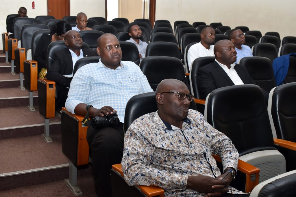 Participants keenly following the proceedings. Nature-based Solutions for Climate-Resilient Tea Production in Uganda (NbS4Tea) Project Launch, 16th January 2024, Conference Hall, School of Food Technology, Nutrition and Bioengineering, CAES, Makerere University, Kampala Uganda, East Africa.