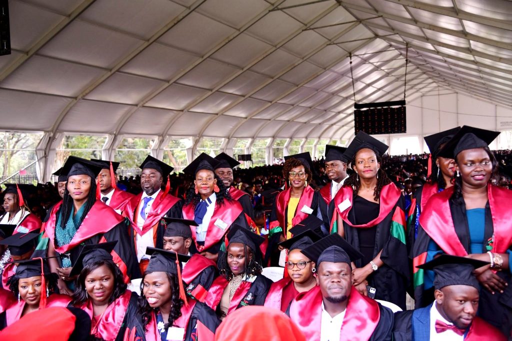 Graduands from CoVAB stand to receive their awards. 74th Graduation Ceremony, Day 3, 31st January 2024, Freedom Square, Makerere University, Kampala Uganda, East Africa.