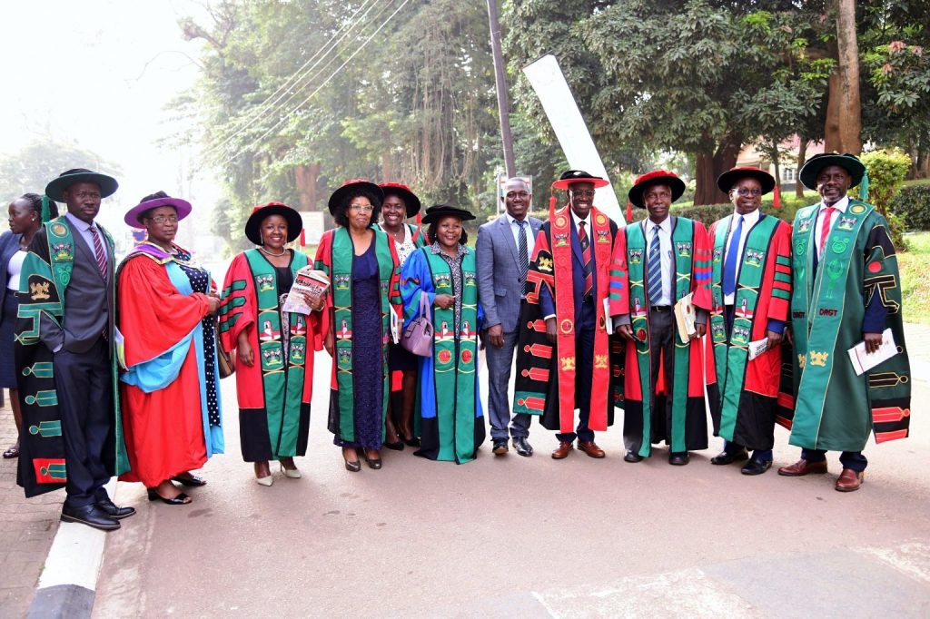 The Leadership of CoVAB and University officials prepare to take part in the Academic Procession. 74th Graduation Ceremony, Day 3, 31st January 2024, Frank Kalimuzo Central Teaching Facility, Makerere University, Kampala Uganda, East Africa.