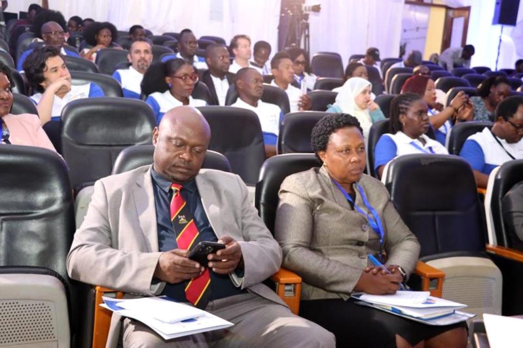Assoc. Prof. Eric Awich (L) represented the Principal CHUSS. Makerere University Rotary Peace Center 5th Capstone Conference, 21st February 2024, School of Food Technology, Nutrition and Bioengineering Conference Hall, CAES, Makerere University, Kampala Uganda, East Africa.
