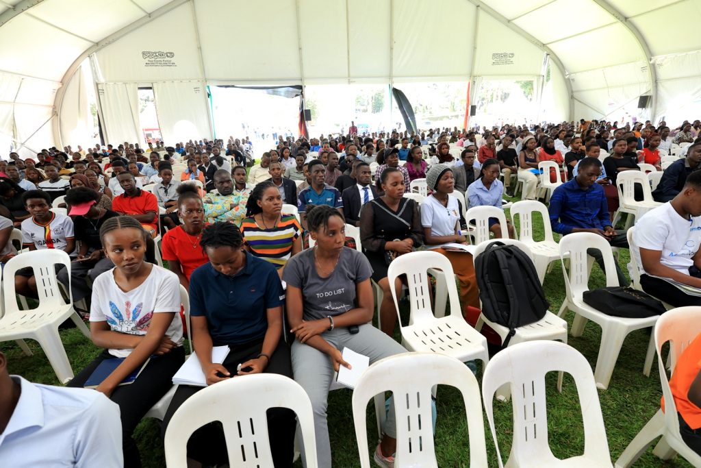 A cross-section of University students who attended the Career Fair. Career Fair, 15th March 2024, Freedom Square, Makerere University, Kampala Uganda, East Africa.
