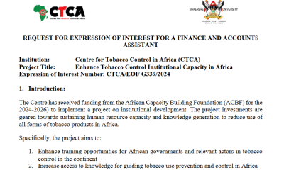 CTCA is seeking the services of a Finance and Accounts Assistant whose overall responsibility will be to provide finance and administrative support to ensure efficient operation of the office. Centre for Tobacco Control in Africa (CTCA), School of Public Health, College of Health Sciences, Makerere University, Kampala Uganda, East Africa.