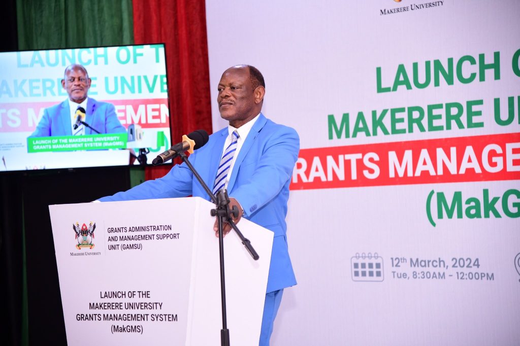 Prof. Barnabas Nawangwe commended in-house development of Information Systems such as MakGMS. Makerere University Grants Management System (MakGMS) Launch, 12th March 2024, School of Food Technology, Nutrition and Bioengineering (SFTNB) Conference Hall, CAES, Kampala Uganda, East Africa.