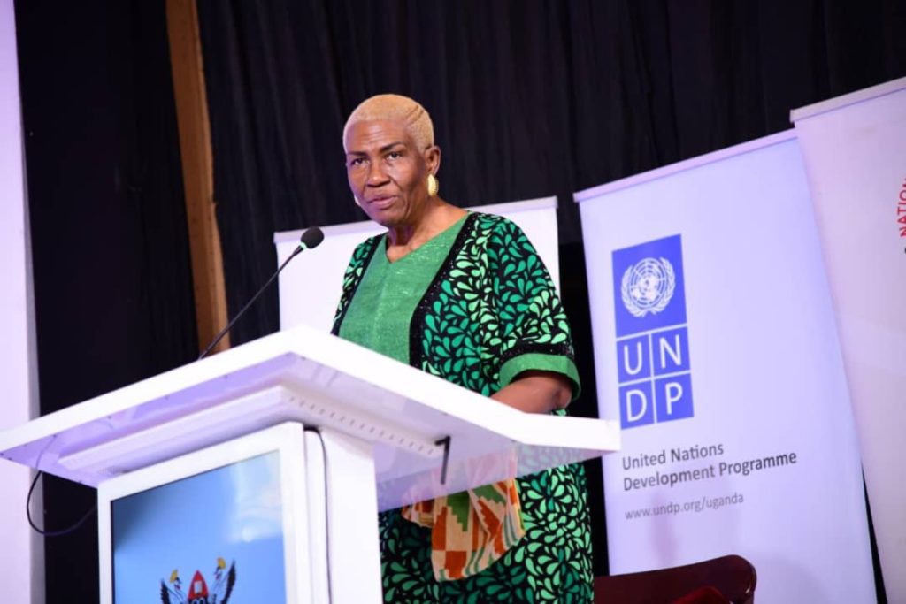 H.E. Nwanneakolam Vwede-Obahor addresses the High-Level Dialogue. High-Level Policy Dialogue organized by the United Nations Development Programme (UNDP), in partnership with the Office of the Prime Minister (OPM), National Planning Authority and Makerere University on the theme “Accelerating the Sustainable Development Goals through leveraging Innovating Financing, the Parish Development Model, and Science and Technology”, Keynote address by Prof. Jeffrey Sachs, 28th February 2024, Yusuf Lule Central Teaching Facility Auditorium, Makerere University, Kampala Uganda, East Africa.