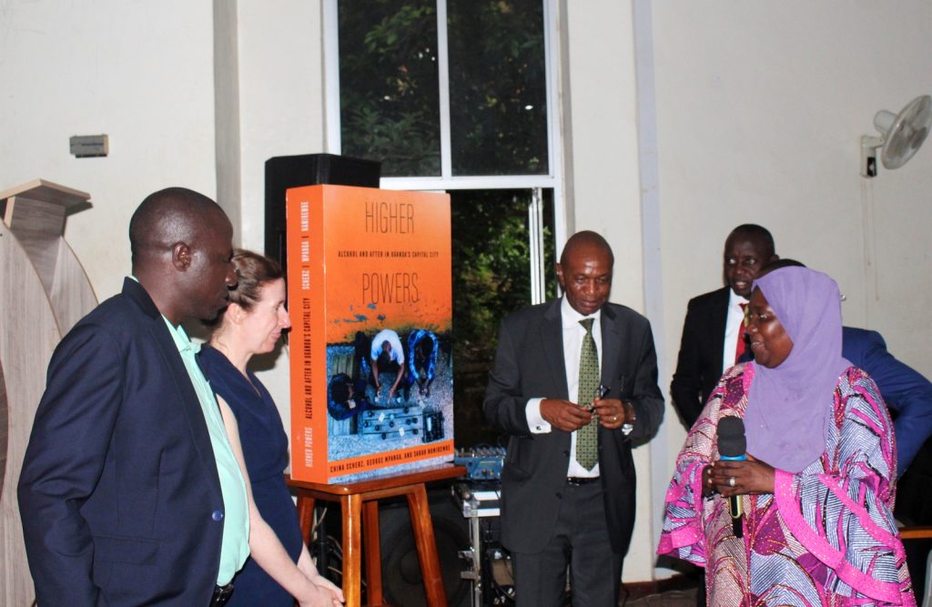 Officials chat after the book launch. Launch of Higher Powers: Alcohol and After in Uganda's capital city book by Sarah Namirembe, George Mpanga and UVA's Associate Professor China Scherz, 26th April 2024, Conference Hall, School of Food Technology, Nutrition and Bioengineering, CAES, Makerere University, Kampala Uganda, East Africa.