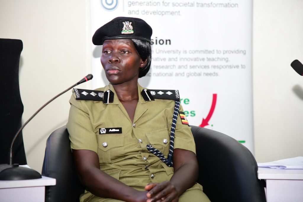 SSP Irene Adibaa, representing the Uganda Police Force. College of Business and Management Sciences and American University Policy Dialogue on Integrate Gender Mainstreaming in Public Policy Making, 21st May 2024, School of Public Health Auditorium, Main Campus, Makerere University, Kampala Uganda, East Africa.