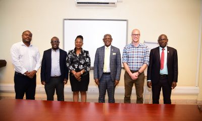 The CEO of Eco Brixs, Mr. Andrew Bownds (2nd R) with the Makerere University team led by the Vice Chancellor, Prof. Barnabas Nawangwe (3rd R) after the meeting on 8th May 2024. Rotary Peace Centre, Frank Kalimuzo Central Teaching Facility, Makerere University, Kampala Uganda, East Africa.