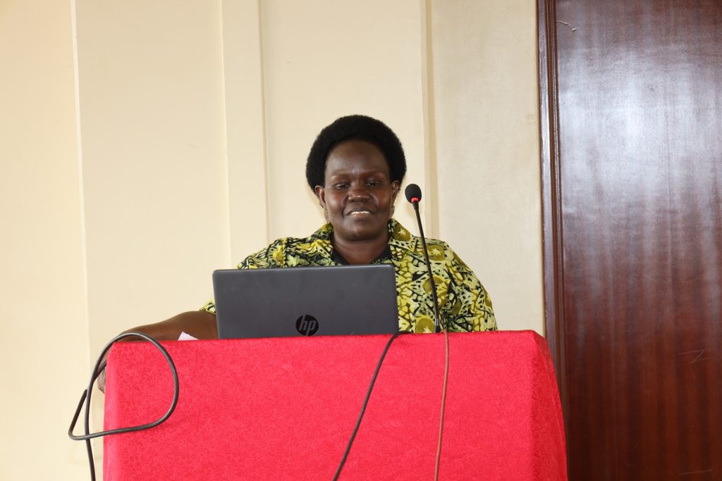Dr. Irene Etomaru - PI of the Project. College of Education and External Studies (CEES), Mak-RIF-funded Capability Enhancement Project for Innovative Doctoral Education at Ugandan Universities (CEPIDE) study research dissemination and launch of Innovative Doctoral Supervision for the 21st Century: Specialized Capacity Building Training Course for Doctoral Supervisors in Uganda, 30th May 2024, Yusuf Lule Central Teaching Facility, Makerere University, Kampala Uganda, East Africa.
