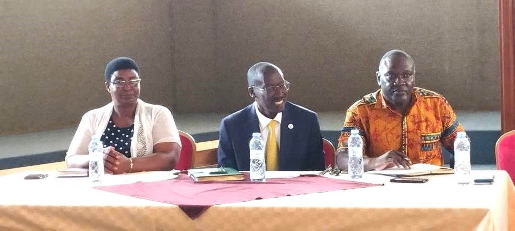 Prof. Frank Nobert Mwiine, CoVAB Principal (C) Dr. Sarah Nalule, HoD WAAR (L) and Dr. David Kahwa Lecturer WAAR (R). The 2024 Summer School and the International Cultural Boma and AFROHUN Showcase, June 20th, 2024, Ruth Keesling Centre, College of Veterinary Medicine, Animal Resources, and Biosecurity (CoVAB), Makerere University, Kampala Uganda, East Africa.