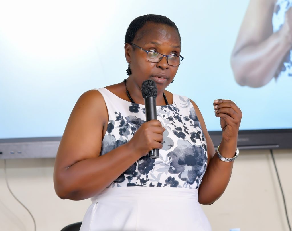 The project Principal Investigator and Director GMD, Dr. Euzobia Mugisha Baine. Gender Mainstreaming Directorate (GMD) training of female staff on leadership skills under Mak-RIF project titled; Enhancing Women’s Participation and Visibility in Leadership and decision-making organs of Public Universities in Uganda through Action Research. Workshop 28th-29th May 2024, theme: ‘Building and Sustaining a critical mass of potential women leaders at Makerere University’, Senate Conference Hall, Senate Building, Makerere University, Kampala Uganda, East Africa.