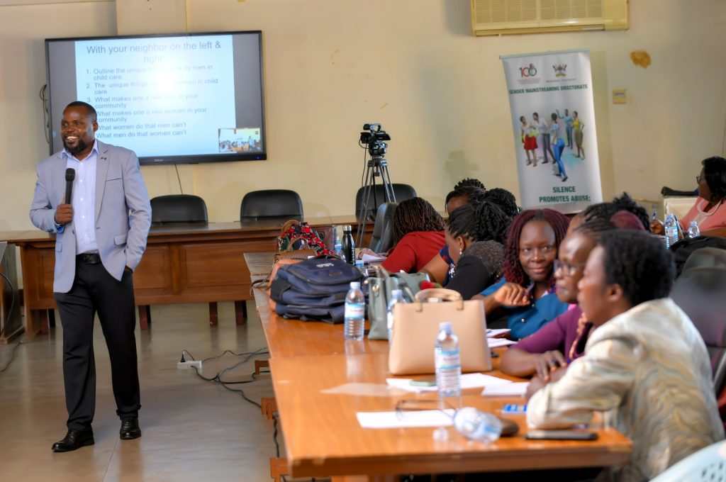 The Senior Gender Mainstreaming Officer at GMD, Mr Eric Tumwesigye. Gender Mainstreaming Directorate (GMD) training of female staff on leadership skills under Mak-RIF project titled; Enhancing Women’s Participation and Visibility in Leadership and decision-making organs of Public Universities in Uganda through Action Research. Workshop 28th-29th May 2024, theme: ‘Building and Sustaining a critical mass of potential women leaders at Makerere University’, Senate Conference Hall, Senate Building, Makerere University, Kampala Uganda, East Africa.